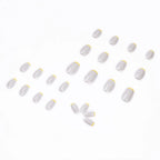 Press-On Nails Modern French-Tip Yellow Accent Easy Apply