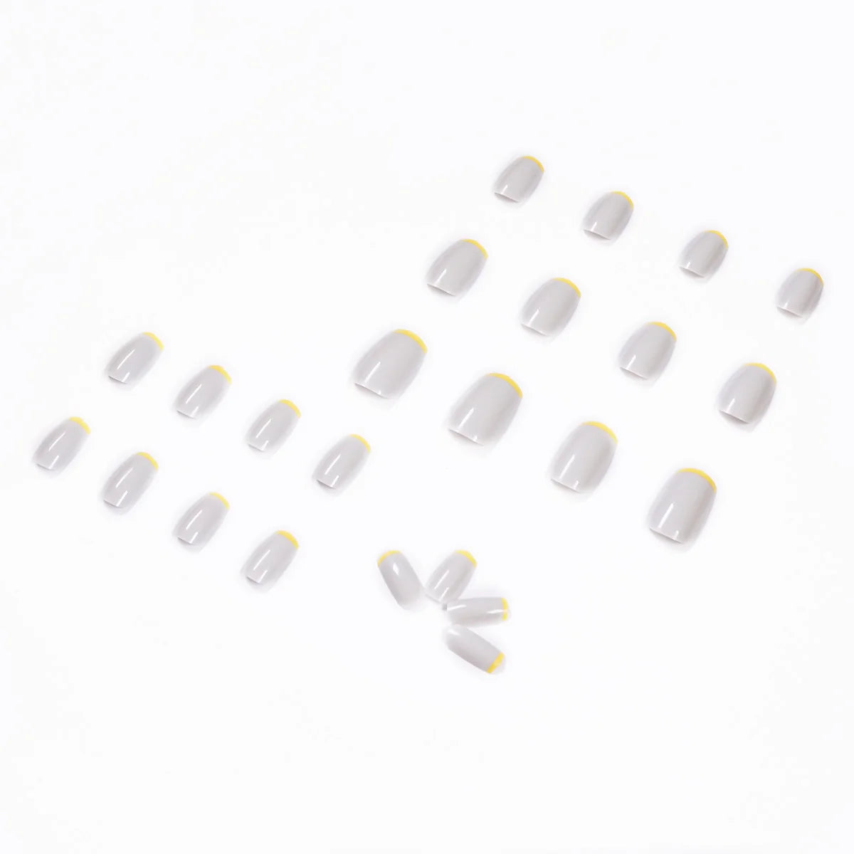 Press-On Nails Modern French-Tip Yellow Accent Easy Apply