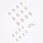 Press-On Nails Modern French-Tip Yellow Accent Easy Apply