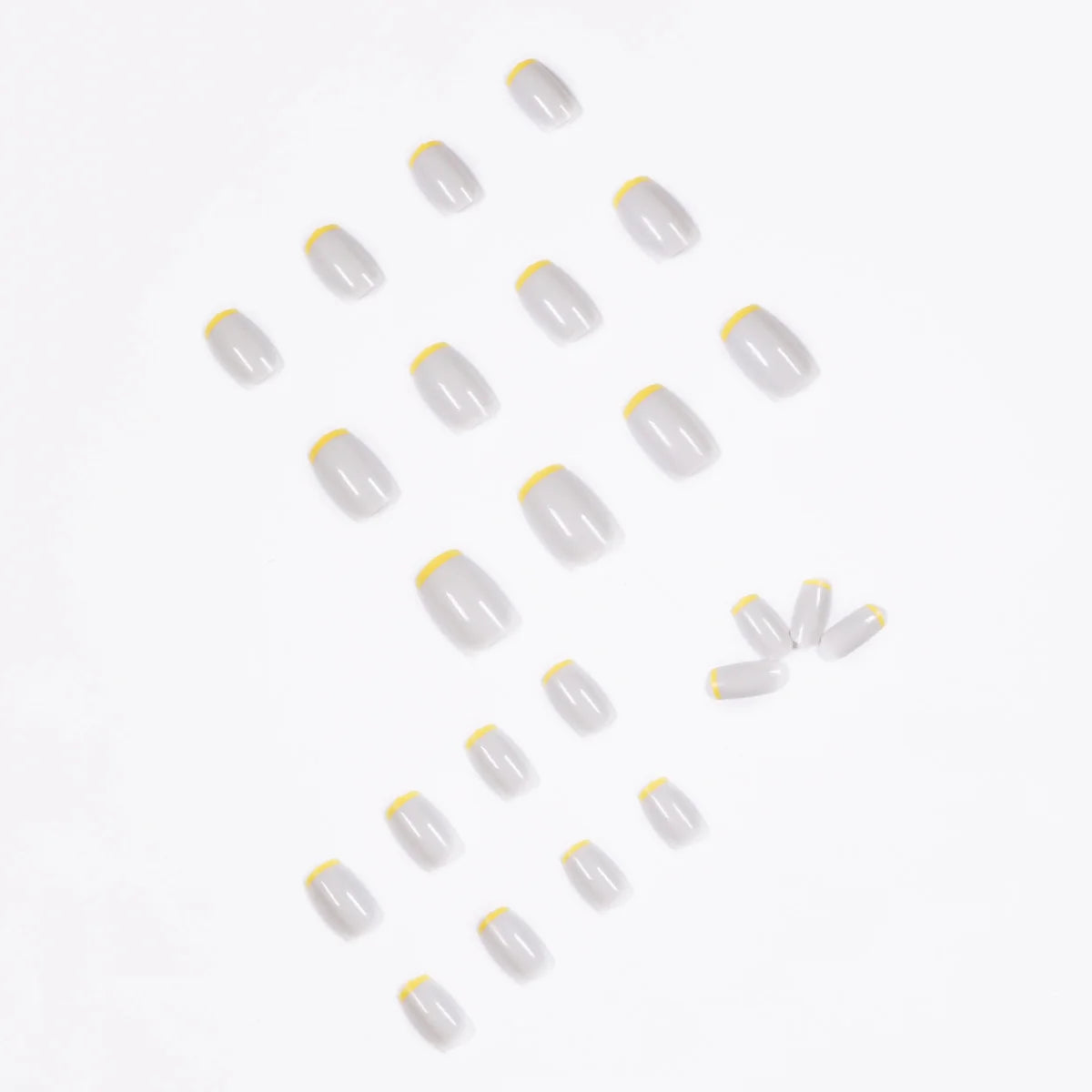 Press-On Nails Modern French-Tip Yellow Accent Easy Apply