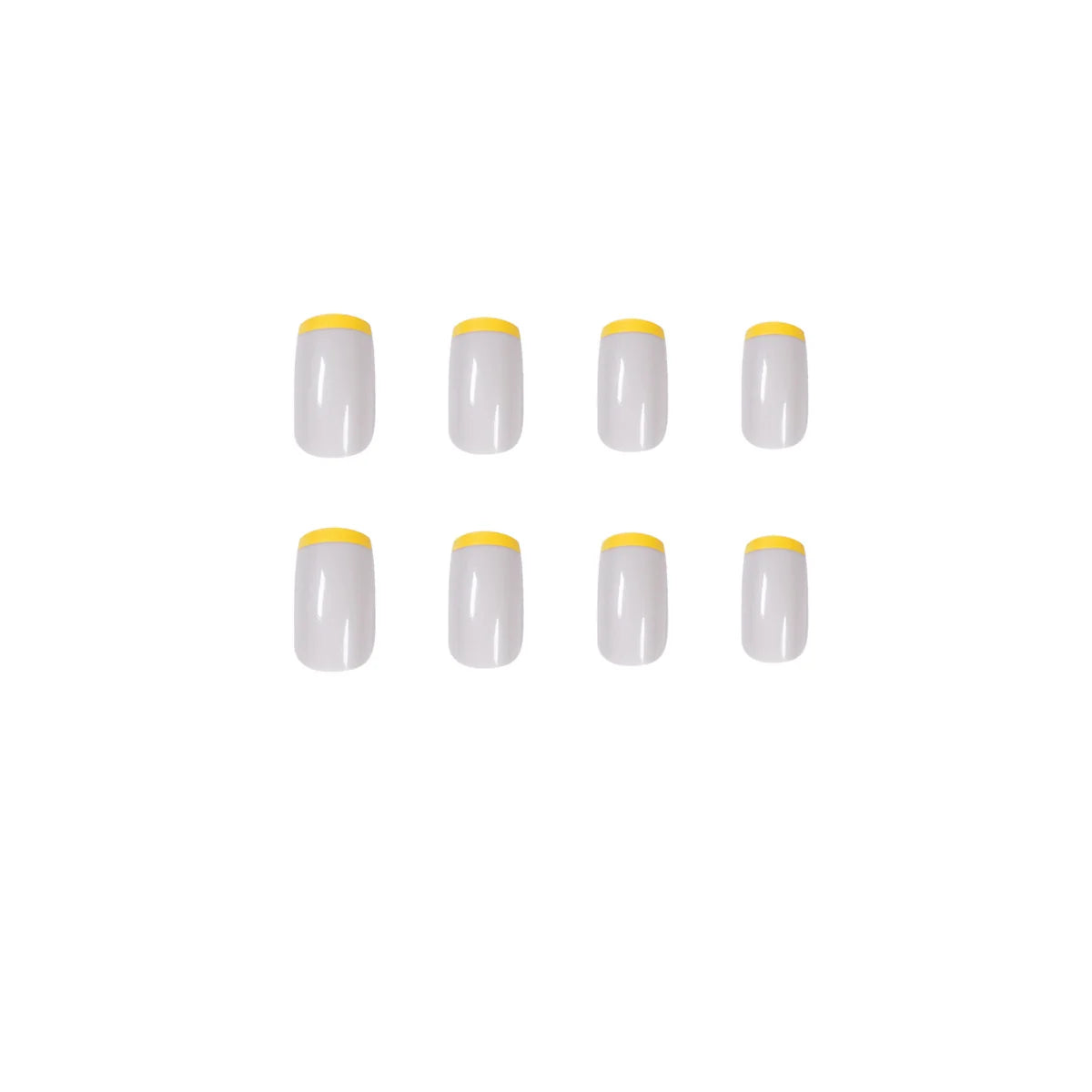 Press-On Nails Modern French-Tip Yellow Accent Easy Apply