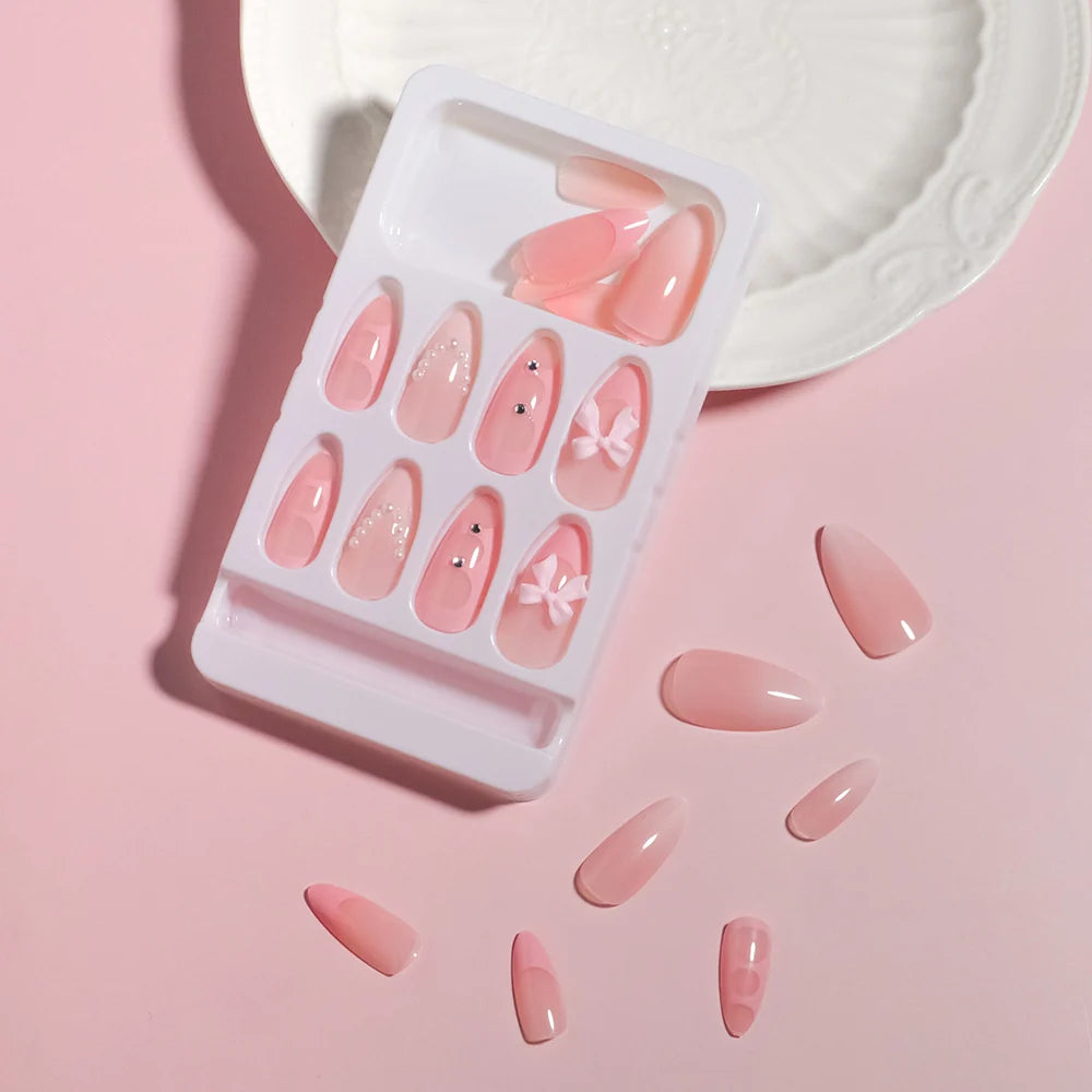 Press-On Nails Natural-Looking 24 Pieces With Glue