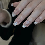 Press-On Nails Nude White Tips With Application Kit