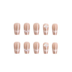 Press-On Nails Nude White Tips With Application Kit