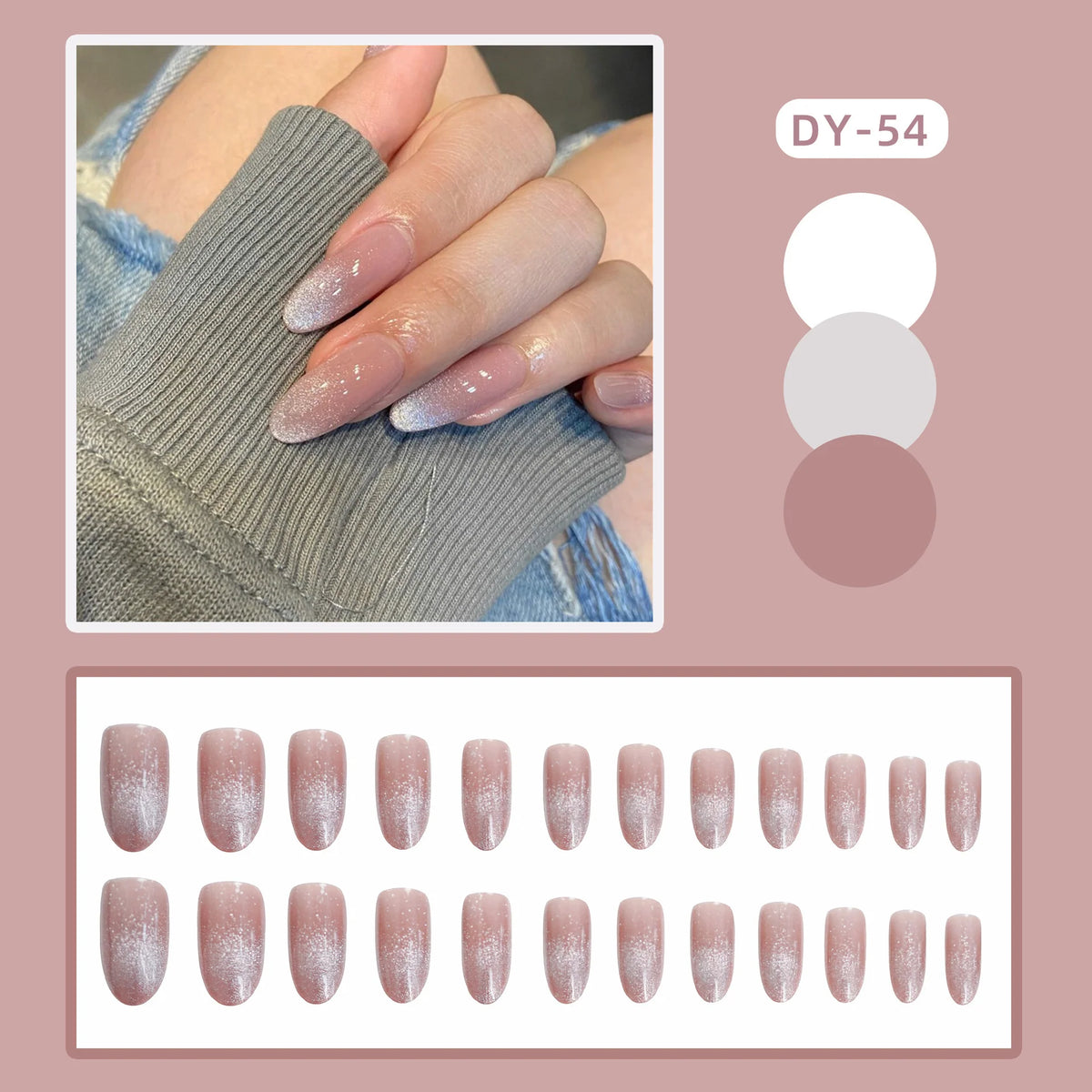 Press-On Nails Ombre Glitter Glue-On