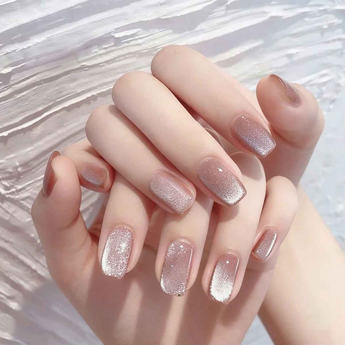 Press-On Nails Ombre Glitter Long-Lasting Set of 24