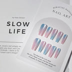 Press-On Nails Ombre Gradient Cat's Eye