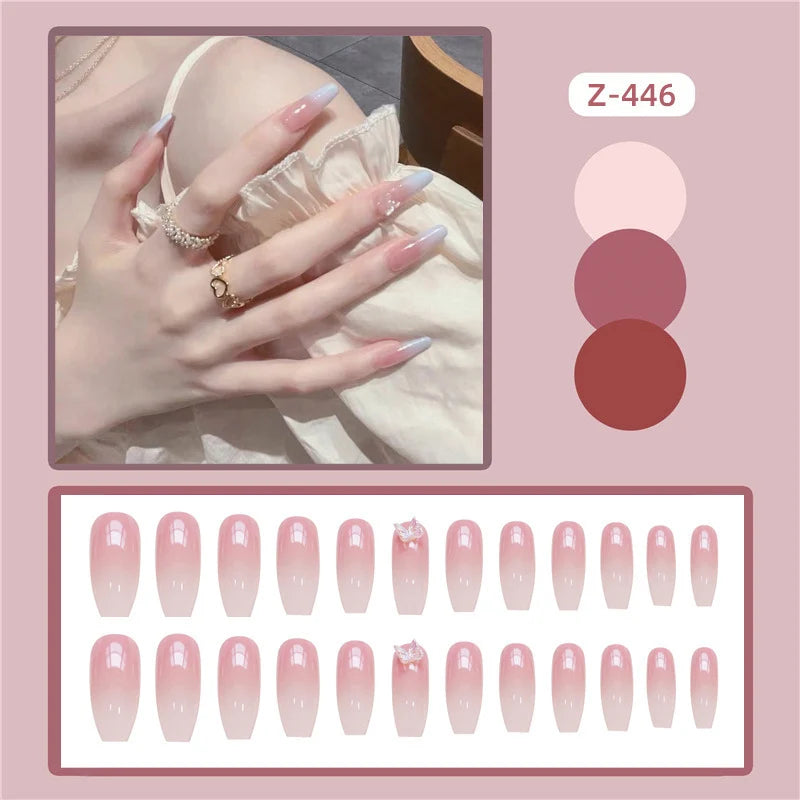 Press-On Nails Ombre Gradient Glue-On & Reusable