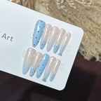 Press-On Nails Ombre Gradient & Polka Dot Mixed Lengths