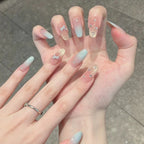 Press-On Nails Ombre Jeweled & Bow Reusable