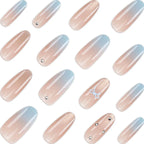 Press-On Nails Ombre Jeweled & Bow Reusable
