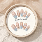 Press-On Nails Ombre Jeweled & Bow Reusable