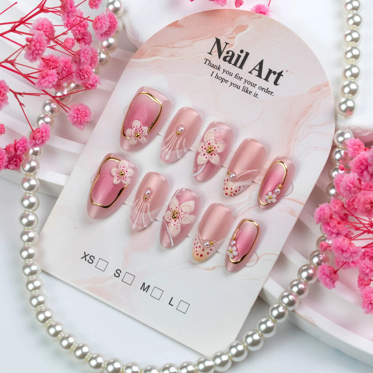Press-On Nails Ornate Floral Easy Apply