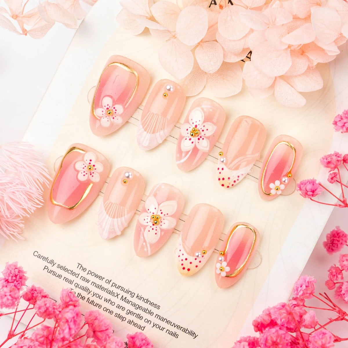 Press-On Nails Ornate Floral Easy Apply