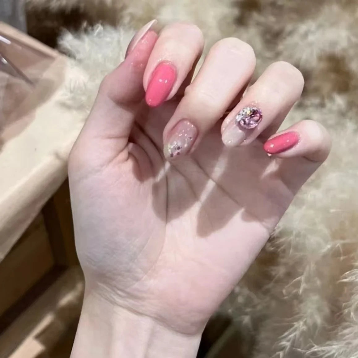 Press-On Nails Oval Floral Durable & Comfortable Fit