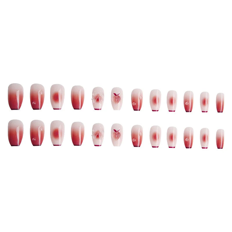 Press-On Nails Peach Ombre Gradient Glue-On Set