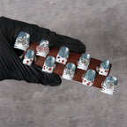 Press-On Nails Peacock Blue Glitter Multiple Sizes