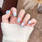 Press-On Nails Peacock Feather Design Easy-Apply & Long-Lasting