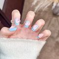 Press-On Nails Peacock Feather Design Easy-Apply & Long-Lasting