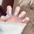 Press-On Nails Peacock Feather Design Easy-Apply & Long-Lasting