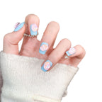 Press-On Nails Peacock Feather Design Easy-Apply & Long-Lasting