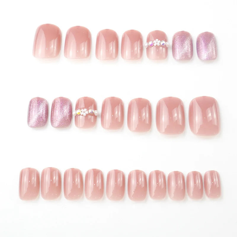 Press-On Nails Pearl Accents Long-Lasting