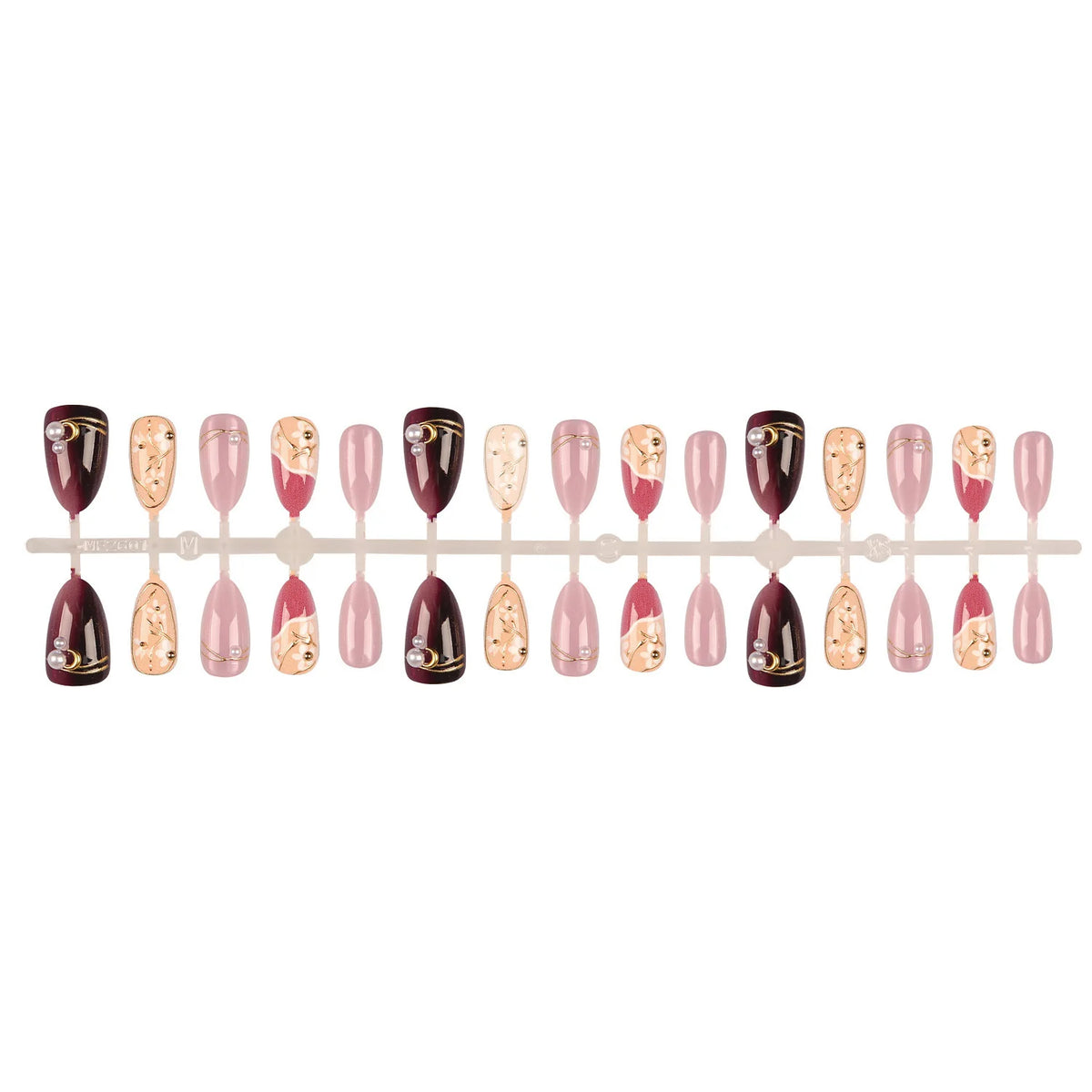Press-On Nails Pearl & Gold Embellished Reusable