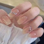 Press-On Nails Peel-And-Apply Nude With Silver Accents