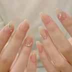 Press-On Nails Peel-And-Apply Nude With Silver Accents