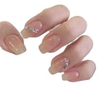 Press-On Nails Peel-And-Apply Nude With Silver Accents
