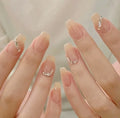 Press-On Nails Peel-And-Apply Nude With Silver Accents