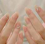 Press-On Nails Peel-And-Apply Nude With Silver Accents