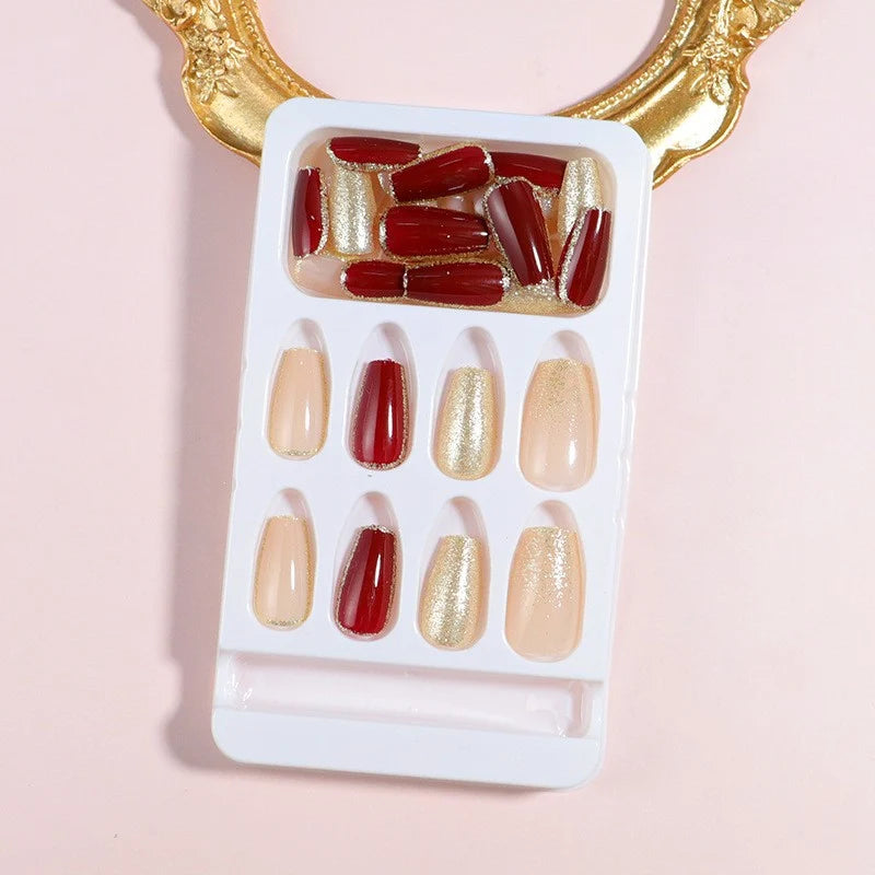 Press-On Nails Peel-And-Stick Gradient Gold Glitter 30-Piece
