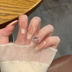 Press-On Nails Peel-And-Stick Natural Pink Sparkle