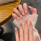 Press-On Nails Peel-And-Stick Natural Pink Sparkle
