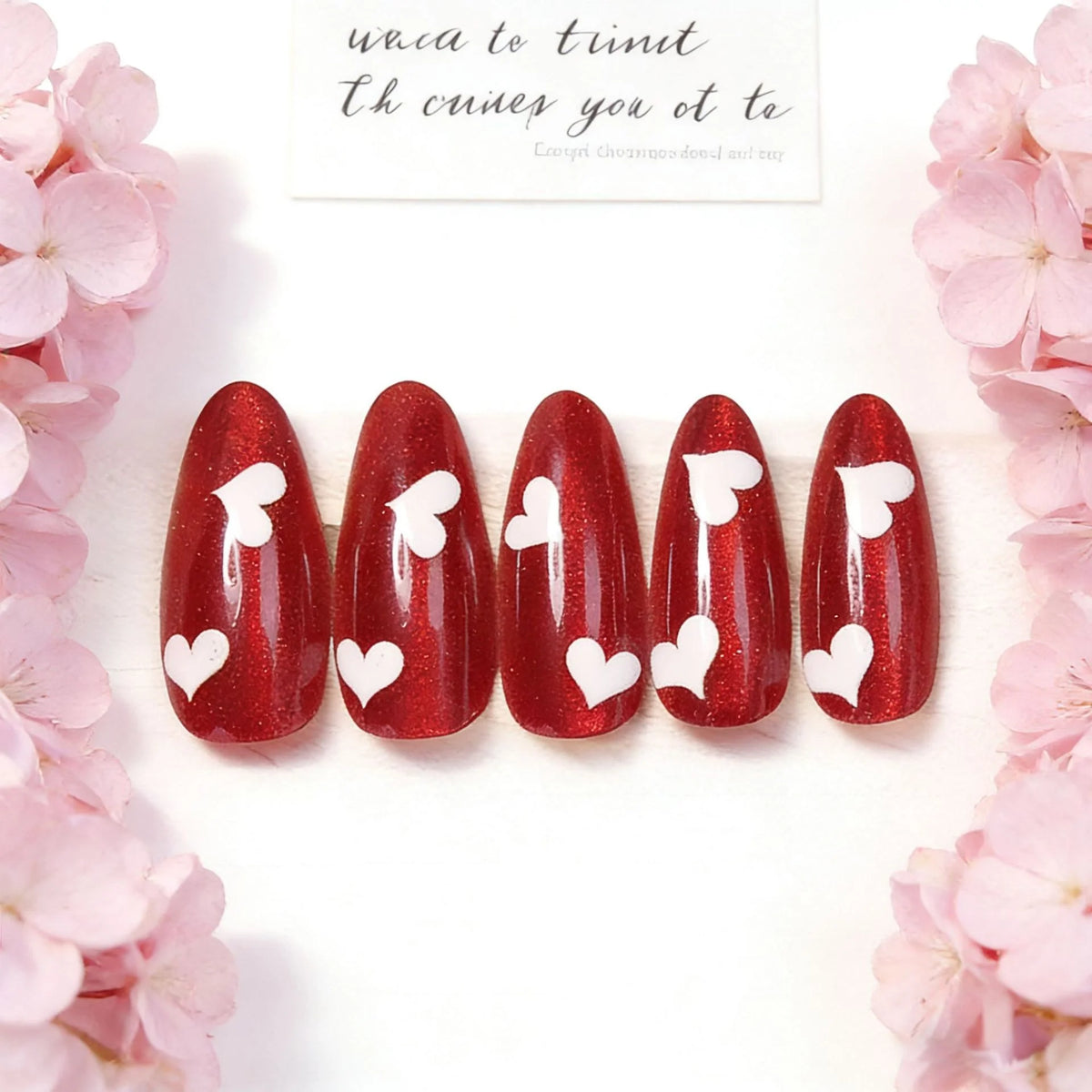 Press-On Nails Peel-And-Stick Reusable Heart Design