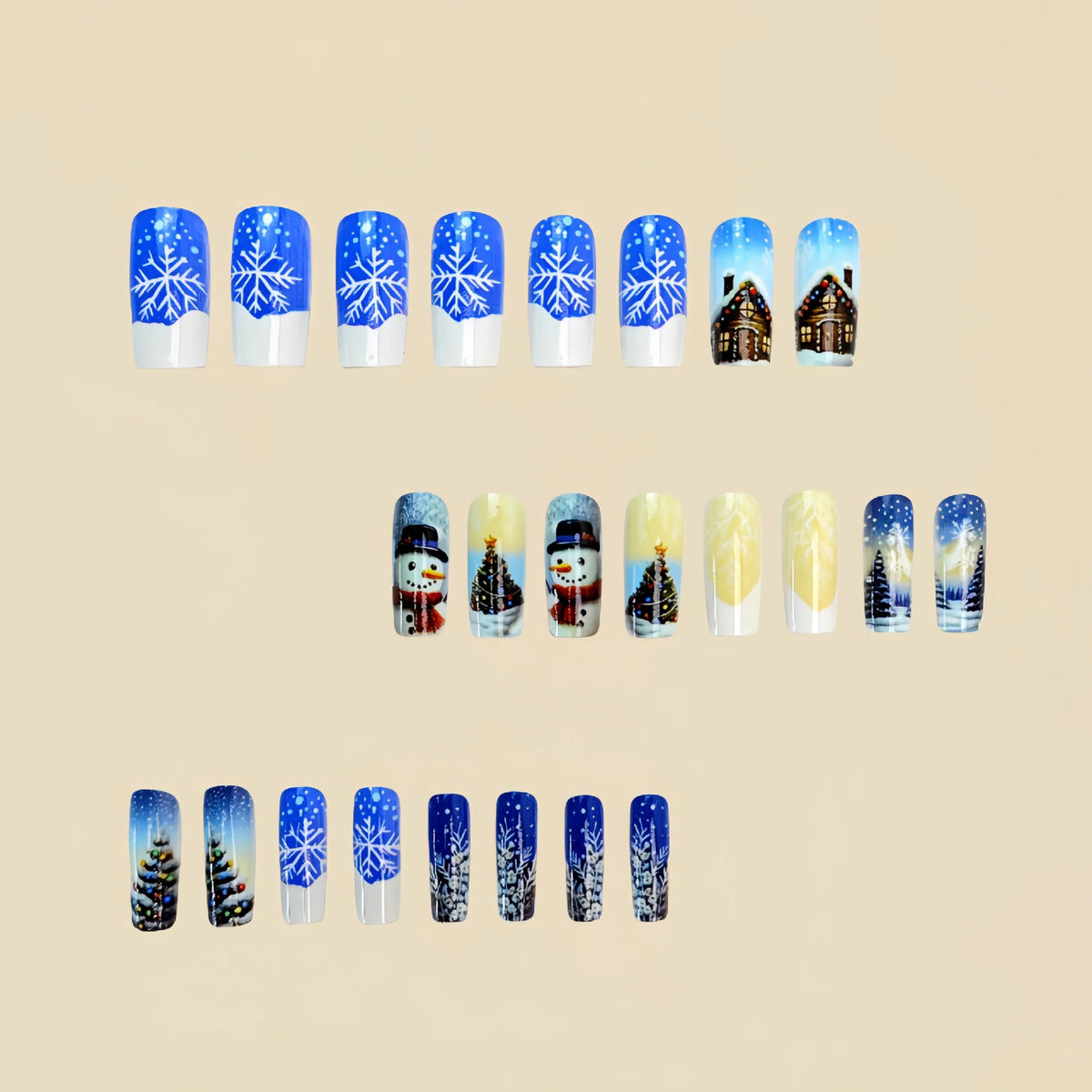 Press-On Nails Peel-And-Stick Snowflake & Holiday Designs