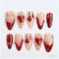 Press-On Nails Peel-Off Adhesive Heart Motif & Pearl Accents