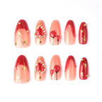 Press-On Nails Peel-Off Adhesive Heart Motif & Pearl Accents
