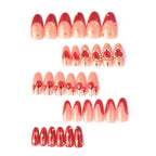 Press-On Nails Peel-Off Adhesive Heart Motif & Pearl Accents