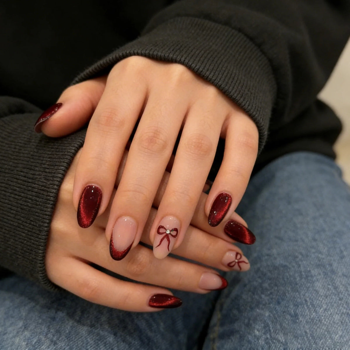 Press-On Nails Peel & Stick Bow Accent Multi-Size