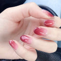 Press-On Nails Pink Ombre Glossy Finish Adhesive Backing