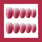 Press-On Nails Pink Ombre Glossy Finish Adhesive Backing