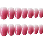 Press-On Nails Pink Ombre Glossy Finish Adhesive Backing