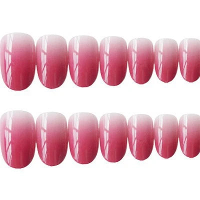 Press-On Nails Pink Ombre Glossy Finish Adhesive Backing