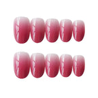 Press-On Nails Pink Ombre Glossy Finish Adhesive Backing