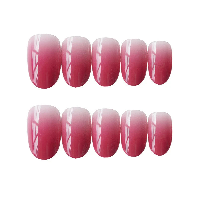 Press-On Nails Pink Ombre Glossy Finish Adhesive Backing