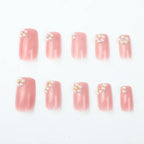 Press-On Nails Pink Rhinestone No Glue Multi-Size