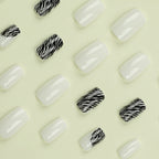 Press-On Nails Pink Zebra Pattern Easy Application