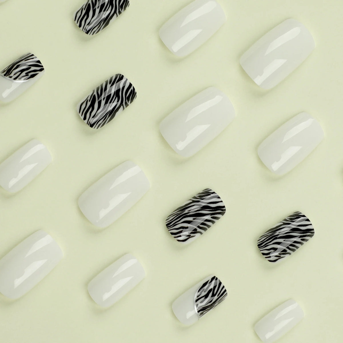 Press-On Nails Pink Zebra Pattern Easy Application